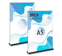 Thboxes 2 Pezzi Espositore Plexiglass A5, Trasparente Porta Cartelli in Acrilico T Forma Porta Menu da Tavolo Bifaccial Portacartello per Menu Brochure Pubblicità Ristoranti Caffetterie Uffici