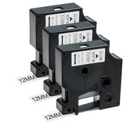 Thboxes 3 Pezzi Nastro per Etichette 45013, Etichette Adesive Compatibili con Dymo D1 Letratag 12mmx7m Nera su Bianco per Nastro Etichettatrice LabelManager 150 160 210D 280 350 450 LabelPoint 150 350