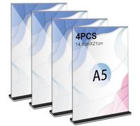Thboxes 4 Pezzi Espositore Plexiglass A5, T Forma Porta Menu da Tavolo