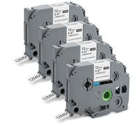 Thboxes 4 rotoli di nastro per etichette TZe-231, compatibile con Brother P-Touch, 12 mm, autoadesivo, per stampante di etichette PT-H100LB/H105/H107B/D210/E110/D400/D600VP/1000/1010/1280, nero su