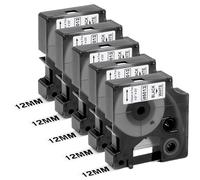 Thboxes 5 Pezzi Nastro per Etichette 45013 Compatibili con Dymo D1 | Etichette Adesive 12mmx7m Nera su Bianco per Nastro Etichettatrice LabelManager 150 160 210D 280 350 450 LabelPoint 150 350