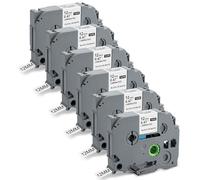 Thboxes 6 rotoli di nastro per etichette TZe-231, compatibile con Brother P-Touch, 12 mm, autoadesivo, per stampante di etichette PT-H100LB/H105/H107B/D210/E110/D400/D600VP/1000/1010/1280, nero su