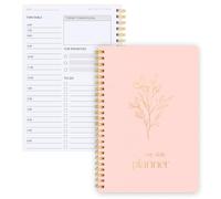 Thboxes Agenda giornaliera non datata con programma orario, 14,5 x 21,2 cm, agenda giornaliera per lista delle cose da fare, set di obiettivi, formato A5, organizer personale giornaliero per scuola