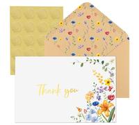 Thboxes Confezione da 100 biglietti di ringraziamento con buste, biglietti di ringraziamento da 10 x 15 cm, biglietti vuoti con adesivi per matrimoni, baby shower, Pasqua, laurea, festa della mamma