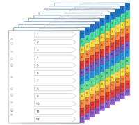 Thboxes Divisori per raccoglitori A4, set da 10 pezzi, 1-12 pezzi, divisori colorati, in polipropilene, formato A4, per raccoglitori ad anelli, raccoglitori a leva, per ufficio e scuola