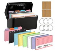 Thboxes Scatola per Schedario, con 400 Schede Colorate, 5 Divisori