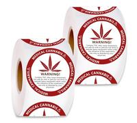 THC - Etichette adesive rotonde per cannabis da 3,8 cm per borse, barattoli, fiale e contenitori, adesivi di sicurezza e conformità alla marijuana medica, rotolo facile da staccare, confezione da 500