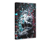 THCTCA Leonard Cohen - Poster su tela con ritratto di Leonard Cohen, decorazione per camera da letto, sport, ufficio, stanza, regalo, stile cornice, 60 x 90 cm