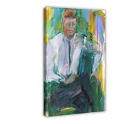 THCTCA Riproduzione su tela di Porträt Von John F. Kennedy Gemälde Von Elaine De Kooning per camera da letto, decorazione per ufficio, camera da letto, regalo, cornice 50 x 75 cm