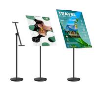 THCTYRP Cartello in piedi, supporto per cartelli per esterni, regolabile in altezza 60-100, altezza regolabile 100-190 cm, altezza del supporto 135-160, fondo rotondo Φ28 cm (nero)