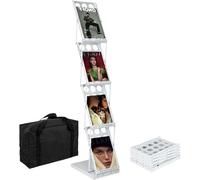 THCTYRP Supporto per catalogo, portariviste pieghevole a 4 strati, formato A4, supporto per brochure su un lato, supporto verticale per riviste alla moda