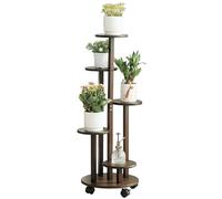 THCTYRP Supporto per fiori in bambù alto e basso, supporto per fiori Pothos, con ruote, per balconi del soggiorno, fioriera interna