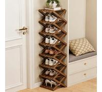 The 9-Tier No-Assembly Bamboo Rack,Foldable Vertical Shoe Organizer for Small Spaces,Narrow Freestanding Storage Shelf for Entryway,Rack for Entryway,Closet,Apartment,Dorm & Home Office (#B,8-Tier)