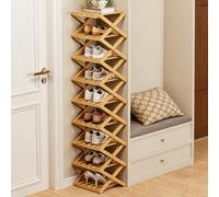 The 9-Tier No-Assembly Bamboo Rack,Foldable Vertical Shoe Organizer for Small Spaces,Narrow Freestanding Storage Shelf for Entryway,Rack for Entryway,Closet,Apartment,Dorm & Home Office (#A,9-Tier)