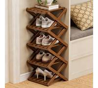 The 9-Tier No-Assembly Bamboo Rack,Foldable Vertical Shoe Organizer for Small Spaces,Narrow Freestanding Storage Shelf for Entryway,Rack for Entryway,Closet,Apartment,Dorm & Home Office (#B,5-Tier)