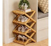 The 9-Tier No-Assembly Bamboo Rack,Foldable Vertical Shoe Organizer for Small Spaces,Narrow Freestanding Storage Shelf for Entryway,Rack for Entryway,Closet,Apartment,Dorm & Home Office (#A,4-Tier)