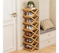 The 9-Tier No-Assembly Bamboo Rack,Foldable Vertical Shoe Organizer for Small Spaces,Narrow Freestanding Storage Shelf for Entryway,Rack for Entryway,Closet,Apartment,Dorm & Home Office (#A,7-Tier)