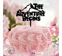 The Adventure Begins - Topper per torta in acrilico nero Mr & Mrs, decorazione per torta romantica con sposa e sposo, per addio al nubilato, decorazioni per feste di addio al nubilato, regali di nozze