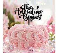 The Adventure Begins - Topper per torta nuziale Mr & Mrs, decorazione rustica per torta con sposa e sposo, per anniversario di matrimonio, decorazione per feste, regali di nozze per coppie, acrilico