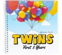 The Adventure Edition | Twins First 5 Years Memory Book con adesivi | Baby 1st Year Milestone Photo Album for Mom & Dad | Newborn Hard Cover Journal | Babies Personalized Keepsake Scrapbook Diary