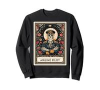 The Airplane Pilot Aviazione Tarocchi Scheletro Strega Luna Felpa
