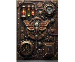The Alchemist's Codex: Artifact Journal: Steampunk Cabinet of Curiosities Lined Notebook | 6 x 9 Inch Wide Format | Hyper-Detailed Brass, Leather & Vials Design