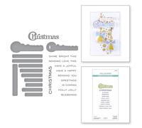 The All About Christmas Collection by Lisa Horton - Set di timbri e fustelle trasparenti con sentimenti natalizi