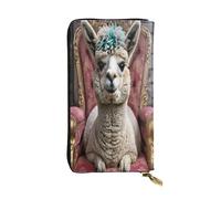 The alpaca on the throne - Portafoglio lungo in pelle da donna, 12 scomparti per carte di credito, tasca per monete con cerniera, scomparti per contanti, elegante borsa a mano per uso