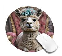 The Alpaca on the Throne, tappetino per mouse in gomma antiscivolo, forma rotonda, superficie comoda, per ufficio, gioco e studio, 2 pezzi