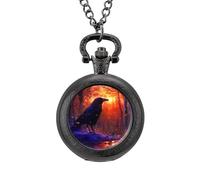The American Crow - Orologio da taschino vintage in lega, con ciondolo, collana regalo per uomo e donna, Stile nero, misura unica