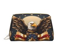 The American Eagle Emblem - Borsa per cosmetici in pelle, impermeabile, da viaggio, con cerniera, da donna, colore: marrone, bianco, Taglia unica