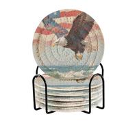 The American Flag Bird Beach Sottobicchieri Estetici con Supporto Set di 6 Sottobicchieri per Bevande Assorbenti Casa Bar Must Haves