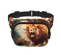 The Angry Lion. Borsa a tracolla alla moda stampata, borsa a tracolla da trekking, borsa a tracolla quadrata a doppio strato da viaggio e fitness