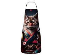 The Anime Cat With Some Samurai Grembiule Barbecue Regolabile Grembiule Da Uomo Divertenti Cuoco Grembiuli Per Giardinaggio Ristorante Cottura 52X72Cm