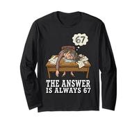 The Answer Is Always 67 Math Teacher Meme 90s Retro Cartoon Maglia a Manica