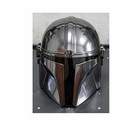 THE ANTIQUE HOUSE - Casco Mandaloriano in Acciaio, con Fodera e Sottogola per Uomo, Finitura Cromata, 9x8x26" Inch, Costume Helmet per Cosplay e Eventi a Tema, Star Steel Mandaloria