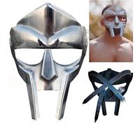 THE ANTIQUE HOUSE MF Doom - Maschera da gladiatore, cattivo pazzo, 18 g, in acciaio, armatura facciale, medievale forgiata a mano, armatura, sventura, maschera per Halloween