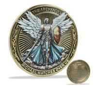 The Arcangelo Michele guarda sopra di noi Salmo 91:10-11 moneta sfida, San Valentino Pasqua Bithday Regali ispiratori per lui i suoi amici Calza di Natale Stuffers