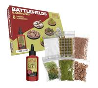 The Army Painter, Battlefields Basing Set, kit con colla PVA 50 ml | Kit modellismo con colla PVA 50 ml, 35 ciuffi verdi e 1 scatola d'erba, per terreni e miniature Warhammer
