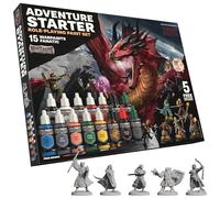 The Army Painter, GameMaster Adventure Starter Set, 15 x 18 ml | Acrilici Warpaints Fanatic, incl. 1 primer a pennello, 5 miniature gratuite e 1 pennello, per Warhammer