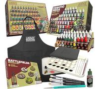 The Army Painter, Ultimate Starter Bundle, con Wet Palette XL e pennelli | Warpaints Fanatic e Speedpaint 2.0 Mega Set, Wet Palette XL, Battlefield Basing, drybrush, grembiule e pennelli