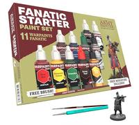 The Army Painter, Warpaints Fanatic Starter Set Combo, 11 x 18ml Colori Acrilici, incl. Metallici, lavaggi, Primer, 2 pennelli e 1 miniature - Colori modellismo per Miniature Dnd e Warhammer