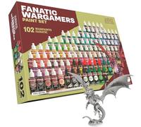 The Army Painter, Warpaints Fanatic Wargamers Paint Set, 102 x 18 ml acrilici incl. metallici, lavature, effetti, 1 pennello e 1 miniatura - Set per dipingere miniature per D&D e Warhammer