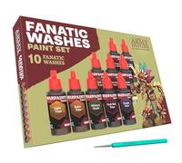 The Army Painter Warpaints Fanatic: Washes Set Combo, Set di 10 Vernici Acriliche in Bottiglie con Contagocce da 18ml per Lavare e Ombreggiare Modelli in Miniatura, Più 1 Pennello per Base Gratuito