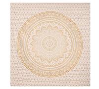 THE ART BOX Arazzo Mandala da Appendere Alla Parete con Ombre Hippie Oro E Bianco - 135x210 cm Boho Decorazione Parete per la Casa Indiano Cotone Spiaggia Arazzi per Camera Letto