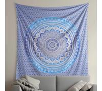 THE ART BOX Blu E Bianco Parete Boho Mandala Piccolo Arazzo - 135x160 cm Indiano Cotone Hippie Parete Manifesto Arredamento Bohemian Psychedelic Arazzi per Soggiorno
