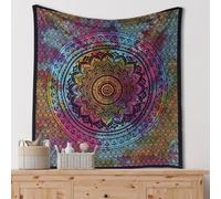THE ART BOX Parete Boho Mandala Arazzo Arcobaleno - 135x210 cm Indiano Cotone Hippie Parete Arredamento Bohemian Psychedelic Arazzi per Soggiorno