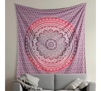 THE ART BOX Parete Boho Mandala Piccolo Arazzo Rosa E Bianco - 135x160 cm Indiano Cotone Hippie Parete Manifesto Arredamento Bohemian Psychedelic Arazzi per Soggiorno