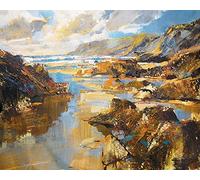 The Art Group Stampa su Tela Chris Forsey Waves And Evening Sun, North Cornwall, Cotone, Multicolore, 1.80 x 40.00 x 50.00 cm