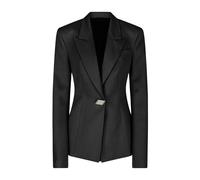 The Attico - Blazer in Gabardine Nera con Fodera Logo - - Jackets - Donna - Nero - S
